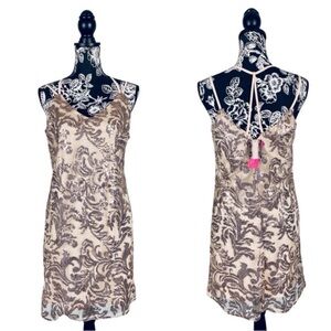 NWT Xhilaration rose gold sequin strappy dress size medium